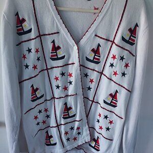 Sailboat cardigan-long sleeves